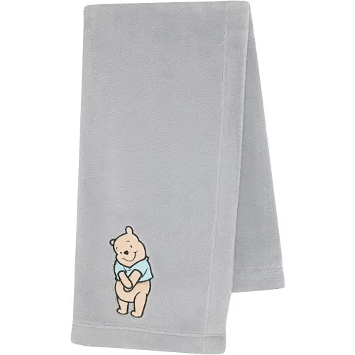 Lambs & Ivy Disney Baby Winnie The Pooh Hugs Gray Soft Fleece Baby Blanket