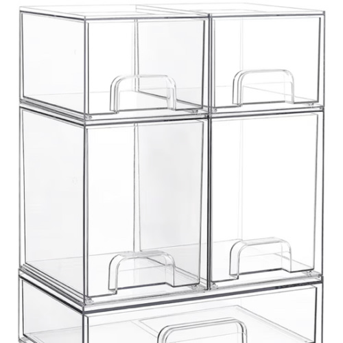 Vtopmart Stackable Storage Drawers Set of 5, Clear Plastic Organizer Bins for Baby Bottle, Beauty Supplies Storage, Ideal for Kichen Countertop, Vanity, Bathroom, Cabinet, Pantry Organization