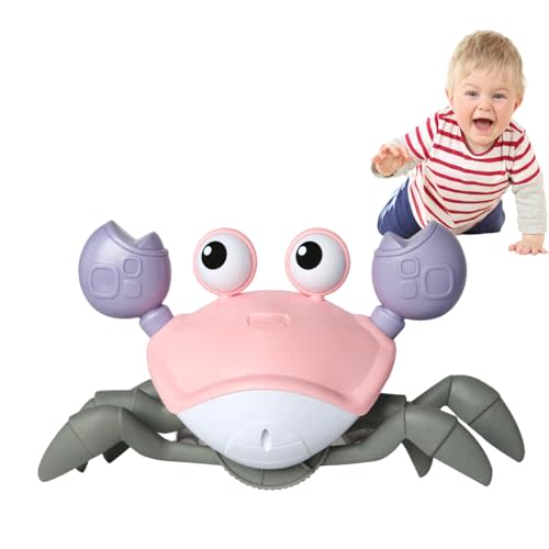 FEELGUY Crawling Crab Baby Toy,Fantastic Creatures Toys Infant Sensory Tummy time Toys Babies boy Girl for 36 Months to 15 Years Learning to Crawl Walking Toddler Gifts (Pink)