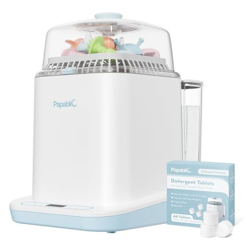 Papablic Bottle Washer Pro, Baby Bottle Washer & Sterilizer & Dryer, 4-in-1 Bottle Washer Sanitizer for Bottles, Pump Parts, & Baby Essentials - Quick & Clean with 60 Detergent Tablets