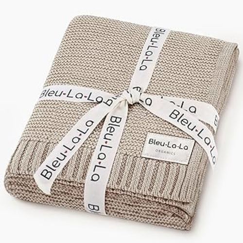 Heritage Knit Organic Cotton Baby Blanket - Soft Warm Cozy Unisex Receiving Cuddle Stroller Crib Beige Blanket for Newborns, Infants Toddler, Boys and Girls (Oatmeal, 0-2 Years)