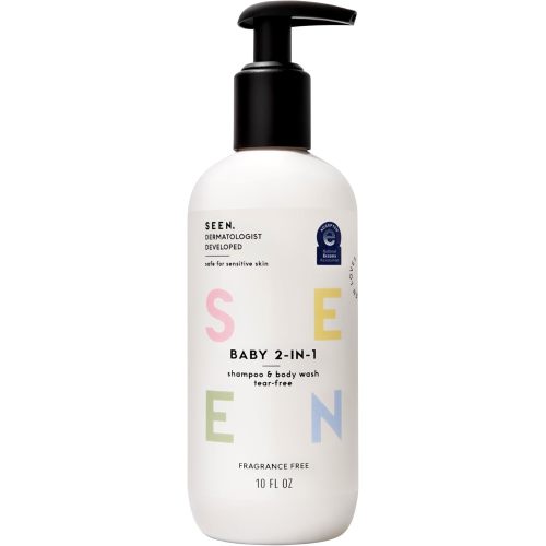 SEEN Baby 2-in-1 Shampoo & Body Wash – Fragrance-Free, Tear-Free & Non-Irritating – Dermatologist-Developed Gentle Cleanser for Sensitive & Eczema-Prone Skin
