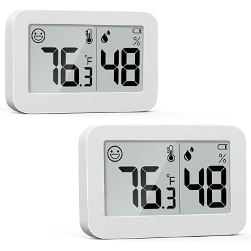 DOOMAY 2-Pack Mini Hygrometer Indoor Thermometer, Humidity Gauge with Switch (℃/℉), Humidity Meter Digital Temperature Monitor for Greenhouse Babyroom Cellar Reptile Incubator Closet