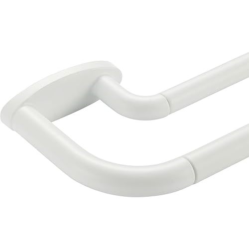 Double Curtain Rods Matte White,Room Darkening Drapery Rod for 28-48 Inches,Adjustable 3/4 Inches Front and 5/8 Inches Back Quality Metal Rod for Window,Wrap Around Design