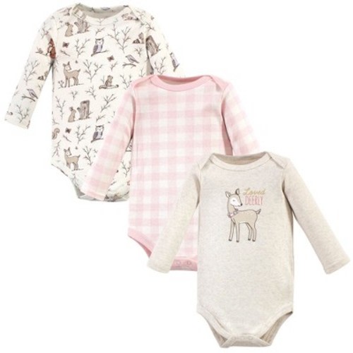 Hudson Baby Infant Girl Cotton Long-Sleeve Bodysuits, Enchanted Forest, 0-3 Months