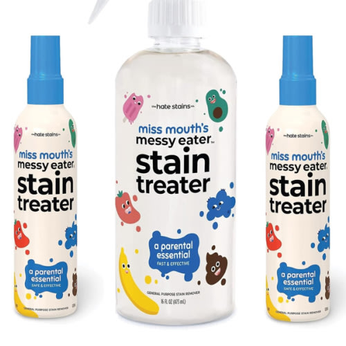 Miss Mouth's Messy Eater Stain Treater Spray - 4oz 2 Pack Stain Remover - Newborn & Baby Essentials - No Dry Cleaning Food, Grease, Coffee Off Laundry, Underwear, Fabric