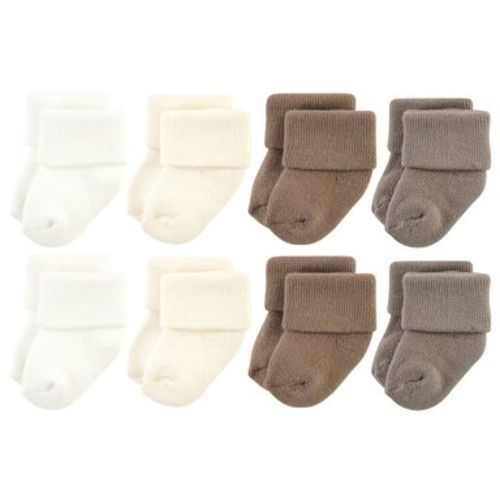 Hudson Baby Cotton Rich Newborn and Terry Socks, Solid Beige Brown, 6-12 Months