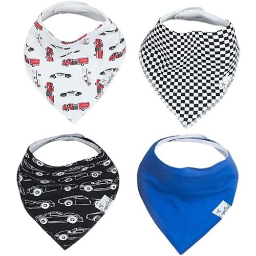 Copper Pearl Baby Bandana Bibs - 4 Pack Soft Cotton Baby Bibs for Drooling and Teething, Absorbent Drool Bibs for Baby Girl and Boy, Adjustable to Fit Newborns to Toddlers, Tons of Styles (Nash)