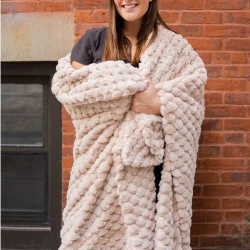 Belgian Waffle Oatmeal Plush Blanket | Minky Couture