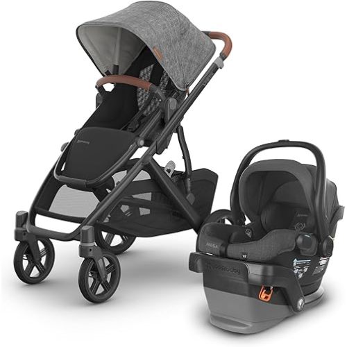 UPPAbaby Travel System - Vista V3 Stroller + Mesa V2 Infant Car Seat Combo - Toddler Seat, Rain Shield, Bug Shield, Storage Bag, Car Seat, Base + Infant Insert Included - Greyson (Charcoal Mélange)