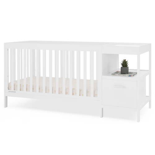 Delta Children Alice 5-in-1 Convertible Crib and Changer - Greenguard Gold Certified, Bianca White