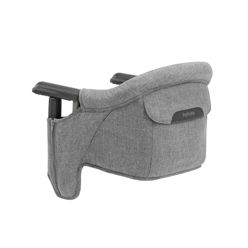 Inglesina Fast Table Chair, Stone Gray Melange - Portable Baby High Chair - for Babies & Toddlers up to 37 lbs - Fits Tables 0.8'' to 3.5'' Thick - Compact & Easy to Use - Travel Bag Included