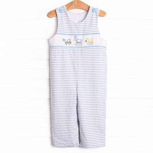 Blue Collar Builder Smocked Jon Jon, Blue – Stitchy Fish