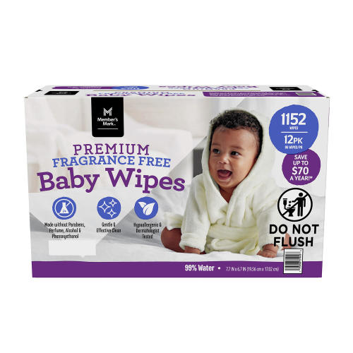 Member's Mark Premium Baby Wipes, Fragrance Free, 12 pk., 1152 Wipes - Sam's Club