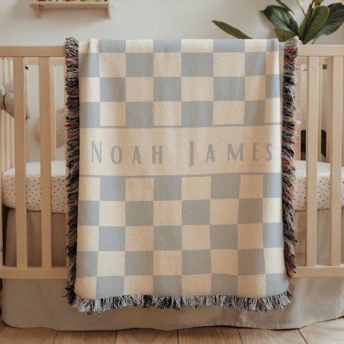 Personalized Checkered Name Baby Blanket