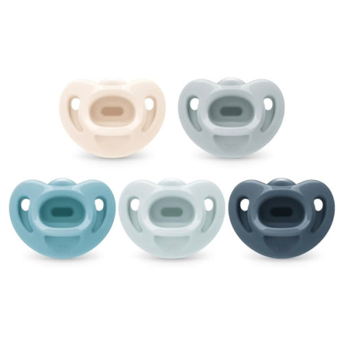 NUK 100% Silicone Comfy Orthodontic Pacifiers, 0-6 Months, Neutral Fashion, Timeless Collection, 5 Count