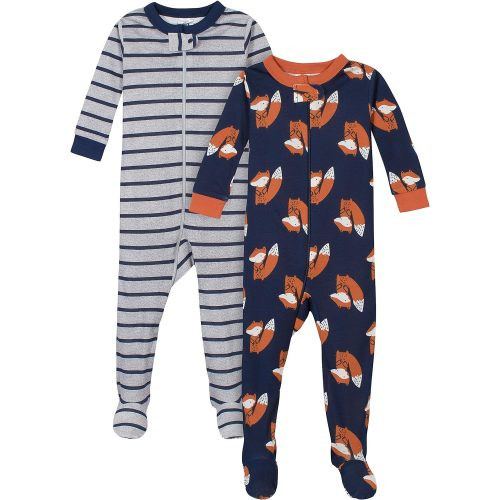 Gerber Baby Boys' 2-Pack Footed Pajamas - 9 Months - Fox Grey