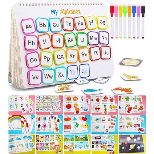 Huijing Montessori Preschool Learning Activities Busy Book - Workbook Activity Binder / Toys for Toddlers, Autism Learning Materials and Tracing Coloring Book