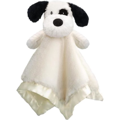 Puppy Baby Security Blanket for Toddler Infant Newborn Boys and Girls Soft Lovey Plush Fabric and Satin Backing, Black 13.5 Inch
