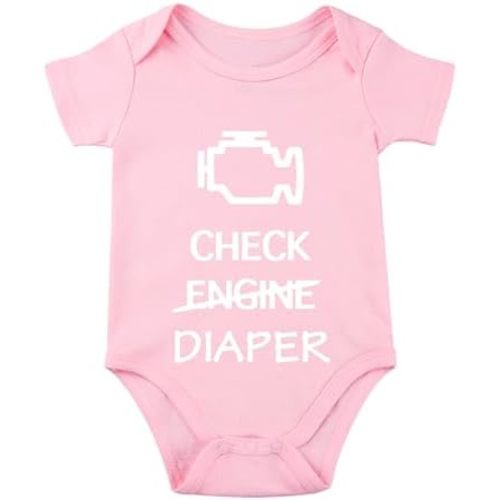 Check Engine Diaper Bodysuit - Baby Mechanic Outfit, Race Car Design, Funny