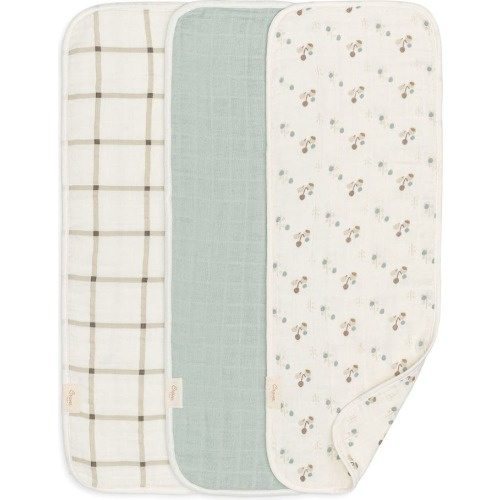 CRANE BABY 3-Pack Assorted Organic Cotton Burp Cloths Set, White