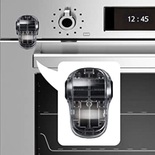 Oven Door Lock Child Safety, Heat-Resistant Easy to Install, Childproof Oven Locks for Toddlers, no Screws or Drills swivel mechanism rotation (Black Tansparent)