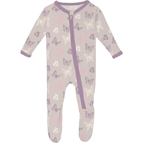 KicKee Print Footies with Zipper, Super Soft One-Piece Jammies, for Babies and Kids, Spring 2