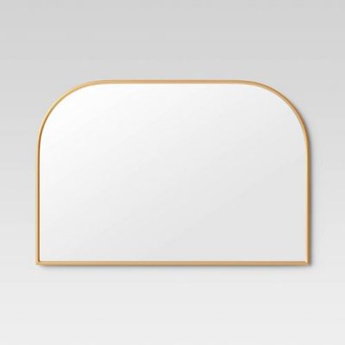 36" X 24" Over The Mantel Mirror Gold - Threshold™: Rounded Top, Metal Frame, Wall Mounted