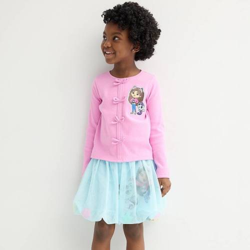 Girls 4-12 Gabby's Dollhouse and Mercat 2-Piece Cardigan & Skirt Set