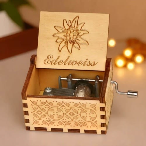 The Sound of Music EDELWEISS Music Box Theme Merry Christmas Music Chest Wooden Engraved Handmade Vintage Gift Birthday Christmas