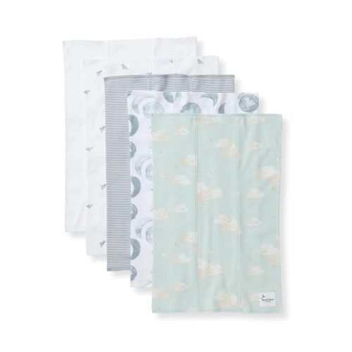 Burt's Bees Baby 100% Organic Cotton Burp Cloths, 17x11.75 in, 5-Pack | Extra absorbent large burp cloths are perfect for catching every messy moment