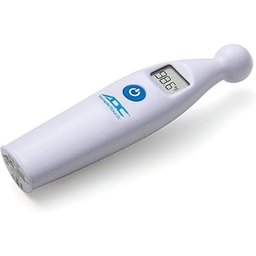 ADC Temple Touch Digital LCD Fever Thermometer, Non Invasive and Quick Read, Suitable for Babies, Newborns, Kids, and Adults, Adtemp 427, White
