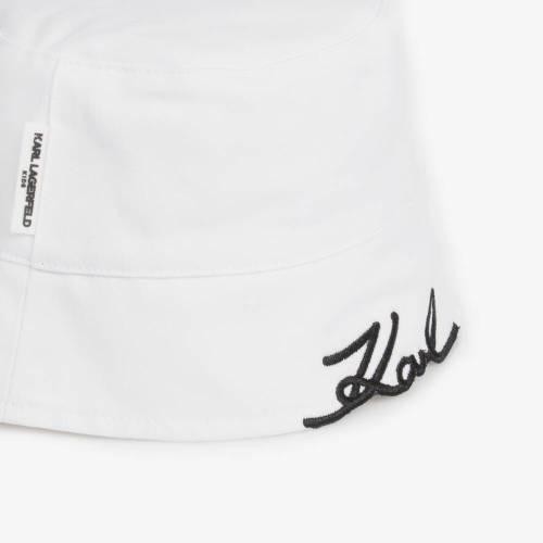 KARL LAGERFELD KIDS - Girls Classic White Cotton Sun Hat | Childrensalon Outlet