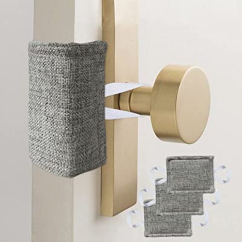 Door Silencer Door Latch Covers Padded Cushion Quiet Closer Door Lock Cover for Baby Newborn Nursery/Light Sleeper Noise Reduce - 4 x 3 Inches, Dark Grey, 3 Pieces