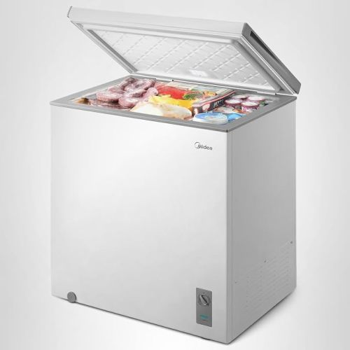 Midea MERC07C4BAWW Chest Freezer, 7.0 Cubic Feet Freezer With Removable Basket, Interior LED Light, Adjustable Temperature, For Kitchen Apartment Office, White