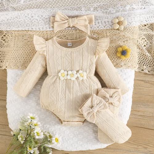 Baby Flower Bodysuit Headband Socks