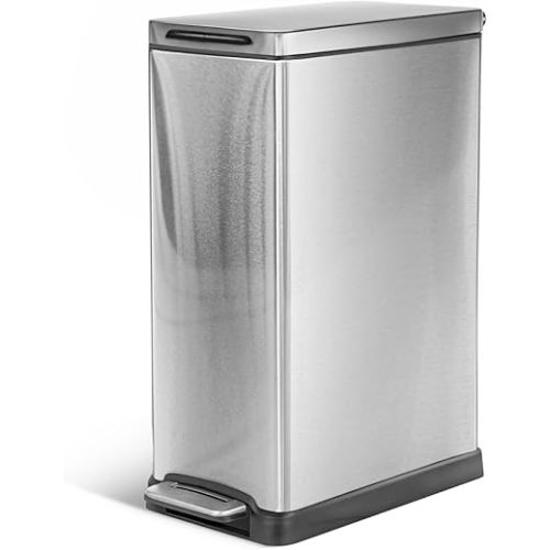Home Zone Living 12 Gallon Kitchen Trash Can with Slim Fit Design