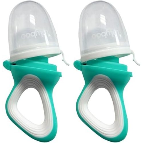 Lulyboo Silicone Baby Fruit Feeder 2 Pack with Mini Freezer Tray, Breastmilk Popsicle Molds for Baby Teething Relief, Fresh Food Feeder for Safe Infant Self Feeding, Extra Food Pouches
