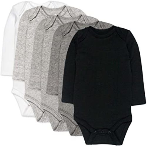 HonestBaby baby-boys 5-pack Long Sleeve Bodysuits One-piece 100% Organic Cotton for Infant Baby Boys, Unisex