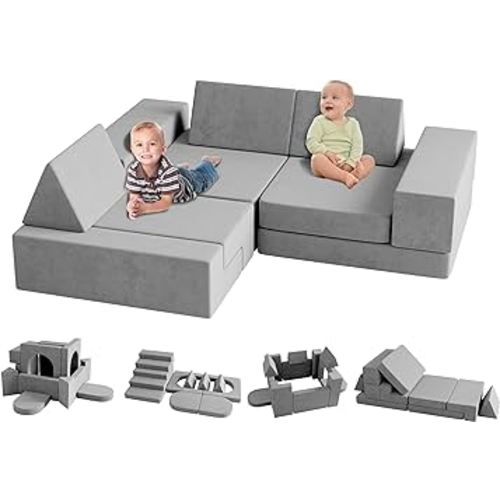 Modular Kids Play Couch, 13PCS (Gray)