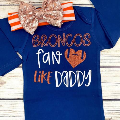 Broncos Fan Like Daddy Football Bodysuit Outfit For Baby Girl