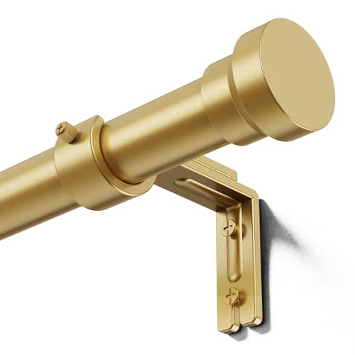 YaFex Curtain Rods 32-118 Inch, Heavy Duty 1 Inch Adjustable Curtain Rod for Windows, Gold Long Window Treatment Rods, Modern Design, Easy Installation