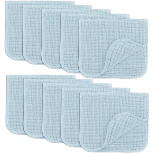 Comfy Cubs Muslin Burp Cloths Set Large 100% Cotton Washcloths for Babies, Baby Essentials 6 Layers Extra Absorbent and Soft Boys & Girls Baby Rags for Newborn Registry (Sky Blue, 6-Pack, 20" X10")