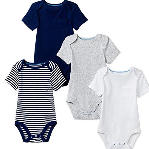 Cloud Island Baby Boys 4pk Pocket Shorts Sleeve Bodysuit (Blue) 0-3M