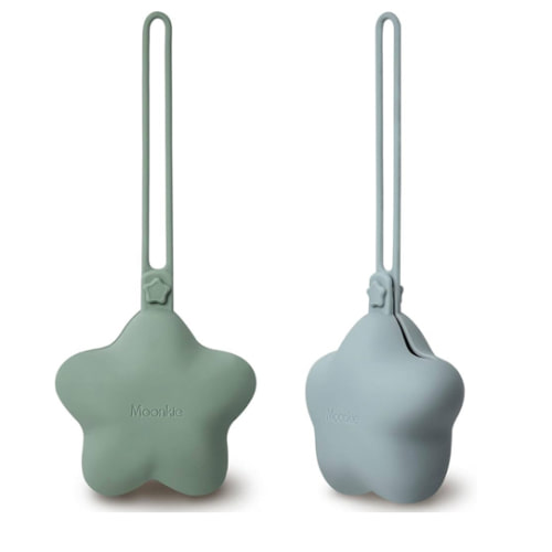 Moonkie Silicone Pacifier Holder Case, Cute Portable Pacifier Storage Case, 2 Pack