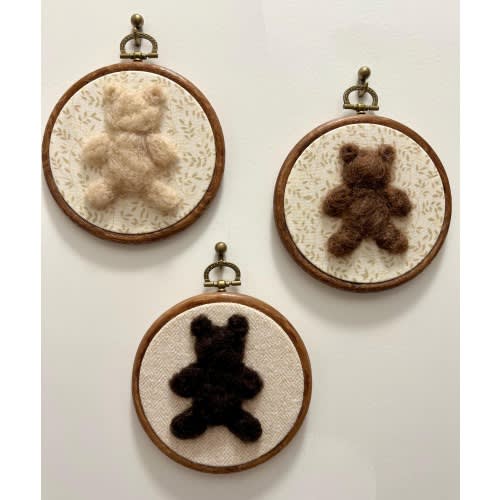 Vintage Inspired Felted Teddy Bear- Neutral option, Nursery Decor Baby Room Toddler Room Handmade Framed Wall Art Wall Decor Framed Hoop