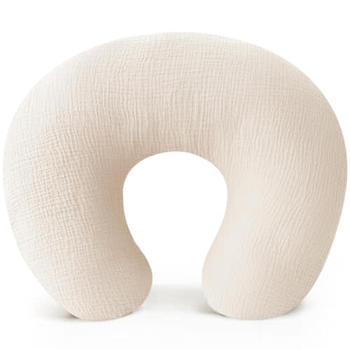 Muslin Nursing Pillow and Positioner, Breastfeeding, Bottle Feeding, Baby Sitting Support with Removable Ultra Soft Minky Cover, Tummy Time Support for Baby Boys and Girls