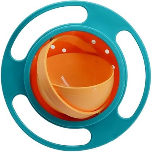 Song Qing Magic Gyro Bowl 360 Degree Rotate Spill-Proof Bowls with Lid Plastic Creative Dishes Practice Feeding Bowls