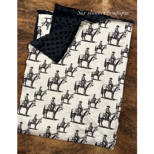 Old west cowboy baby Minky blanket