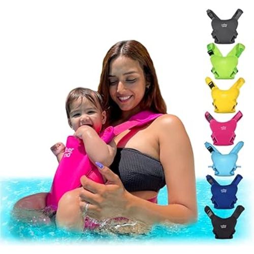 WaterLand Baby Carrier - Innovative Carrier You Can Use Both in Water & Land - Waterproof Infant Chest Holder with Adjustable Straps, Lightweight Toddler Harness for Pool & Beach (Pink Flamingo)